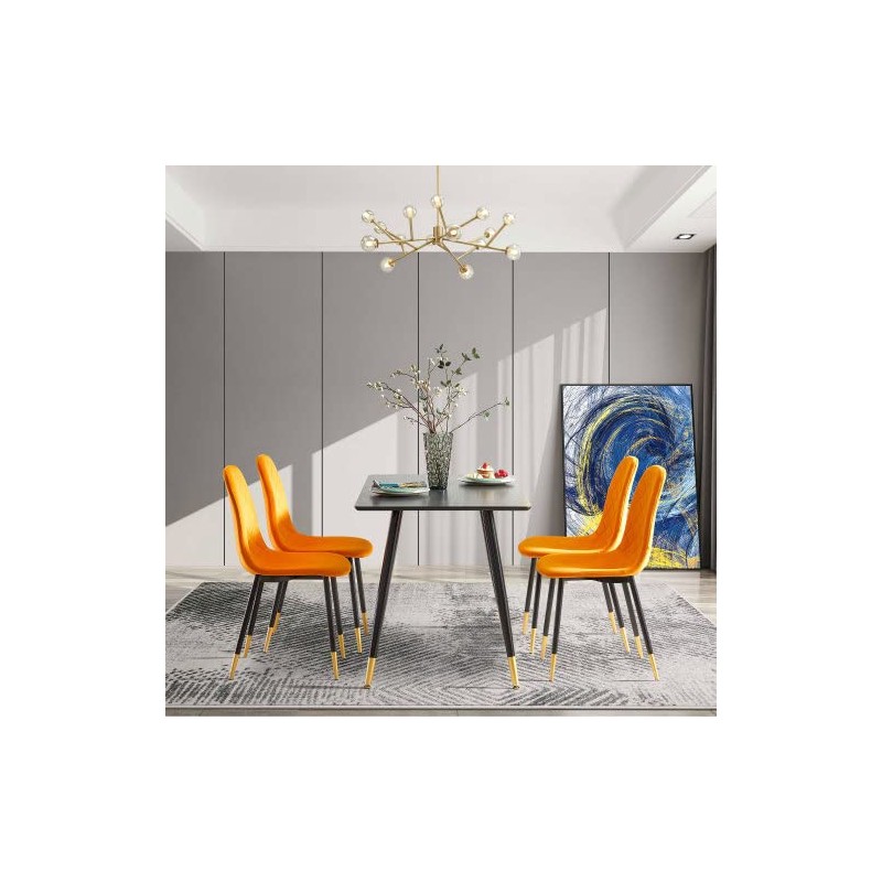 Black Modern Kitchen Dining MDF Table for Smart Home