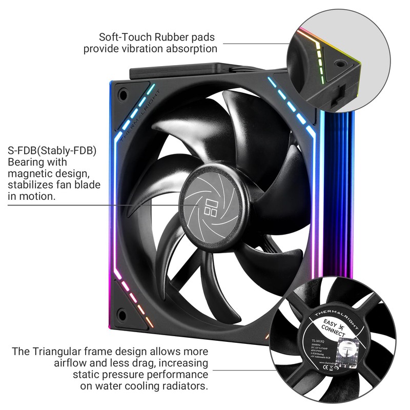 Thermalright TL-M12Q Case Fan-120mm Quiet,PWM Function,Infinity Mirror ARGB Lighting Effects,Wireless