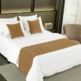 AMBERIS Bed Runner Single Layer Chenille Brown, Modern Style Bed Scarves for Home Hotel Decorations
