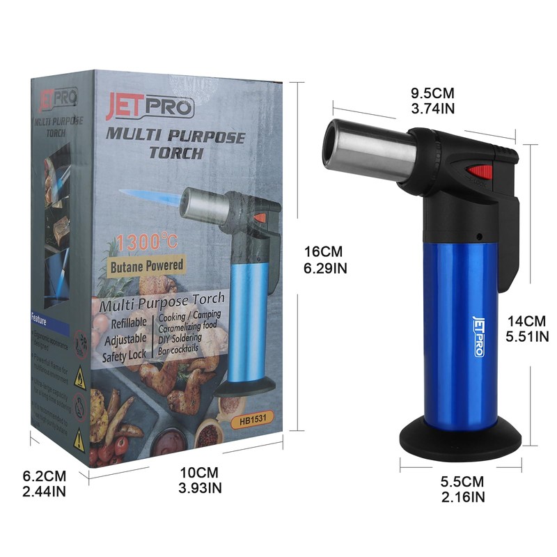 JETPRO Butane Torch Lighter One-hand Operation Kitchen Cooking Torch for