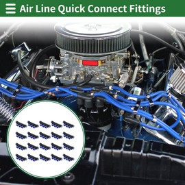 HOPESPANNER Push to Connect Air Fittings 1/2" Five Way Air Line Quick Connector Plastic 20 Pcs Blue Black