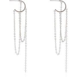 Earrings Tassel Chain for Women Girls Long Earrings Studs Dangle Chain (PLATINUM, One Size)