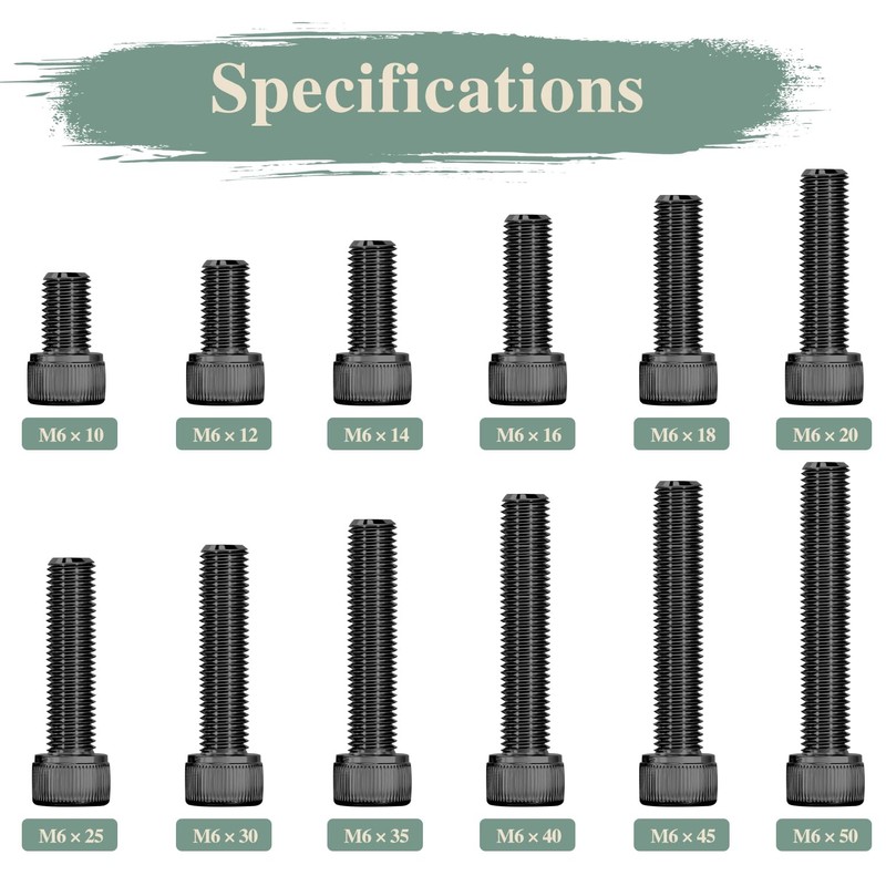GOHODOMINO M6×40mm Socket Head Cap Screws, Nuts, Flat Washers, 20Pcs,
