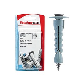 Fischer, Plasterboard Fixing SBN 9/4 K with Screw, Universal for Fixing Lamps, Mirrors, Accessories on Plasterboard and Wooden Panels