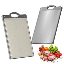 Leogony Double-Sided Titanium Chopping Board, Stainless Steel Cutting Board for Meat Vegetables