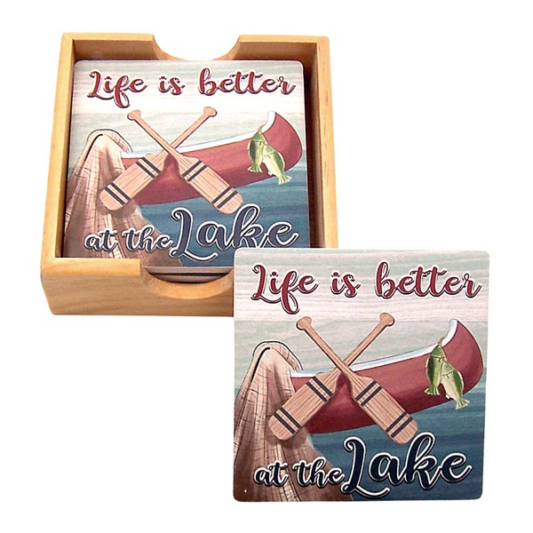 Nautical Decor- Life is Better at The Lake Coaster Set