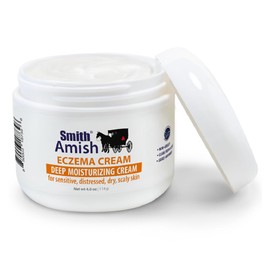 Smith Amish Eczema deep Moisturizing Cream for sensitive, distressed, dry, scaly skin, with Colloidal Oatmeal and Vitamin B5. 4 oz jar.