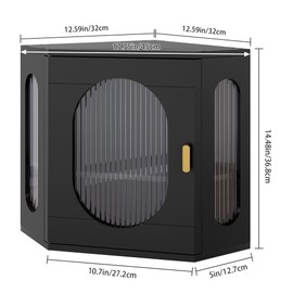 Alpeir Corner Bread Box, Solid Wood Double Layer Adjustable Large Capacity, Farmhouse Vintage Kitchen Countertop Organizer with Acrylic Window, Gray