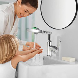 CHOMLEY Rotatable Rain Faucet, Single Hole 360° Rotatable Bathroom Faucet, Single Handle Modern Bathroom Sink Faucet with LED Temperature Display(No Batteries) in Fahrenheit, 3 Water Modes-Chrome