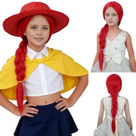 MAGQOO Red Braided Wig Kids Long Red Braid Wig Girls