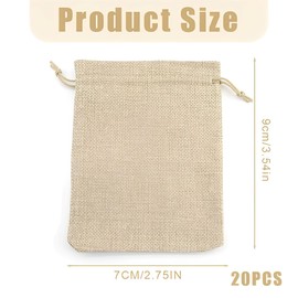 SGERUFZ Pack of 20 Small Cotton Bags, Fabric Bags Made of Cotton, Jute Bags with Drawstring, Fabric Bags for Filling, Hessian Bags, Reusable for Gift Bags for Party