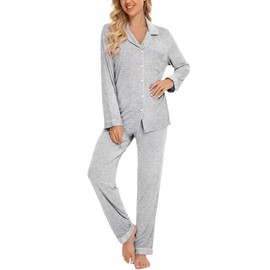 Leikar Button Up Pajama Set For Women Striped Maternity Pajamas Soft Pjs Lounge Sets S