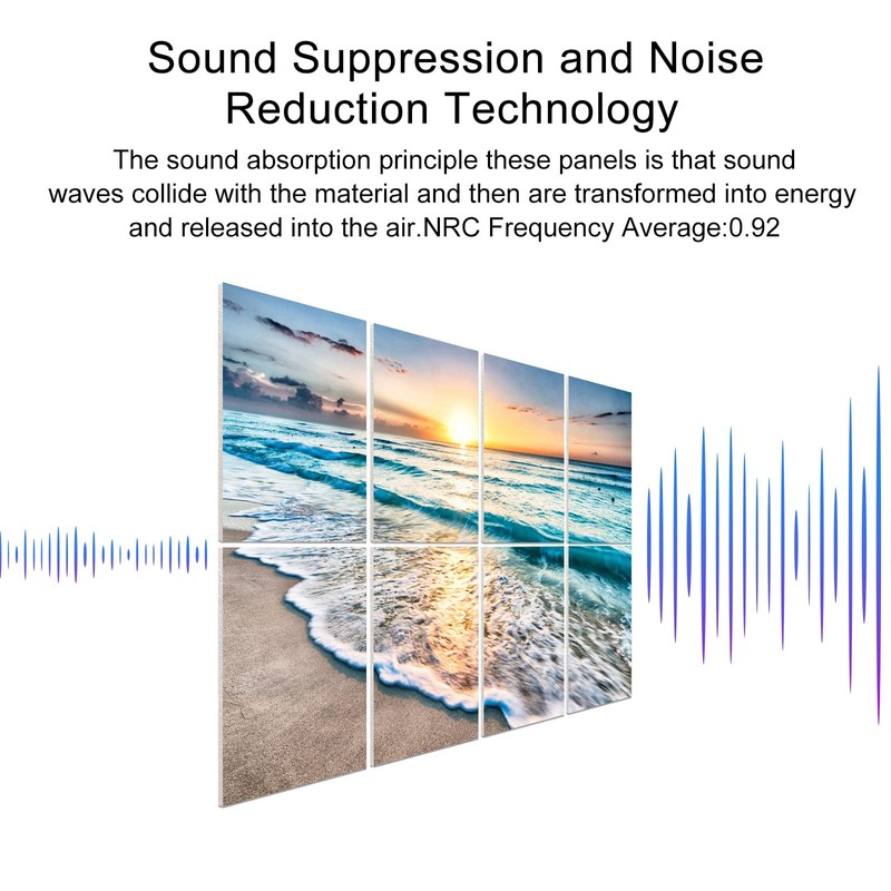 YPY Art Acoustic Panels Self Adhesive: Beach Wall Art Sound