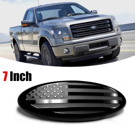 JYMAOYI 7 inch For Ford Accessories Front Grill Tailgate Black US Flag Oval Emblem Badge