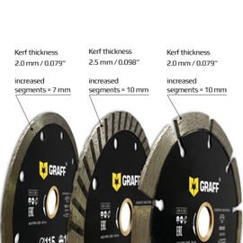 3 PCS 4 1/2 Inch Diamond Blade for Angle Grinder — Diamond Cutting Wheel for Cutting Stone, Marble, Granite, Brick, Masonry, Paving Flag, Concrete — GRAFF