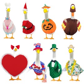 8 Set Holiday Porch Goose Outfits All Seasons Holiday Bundle St. Patrick Easter Summer Hawaiian 4th of July Fall Lawn Goose Clothing Porch Goose Clothes for Goose Patio Yard Lawn Decor
