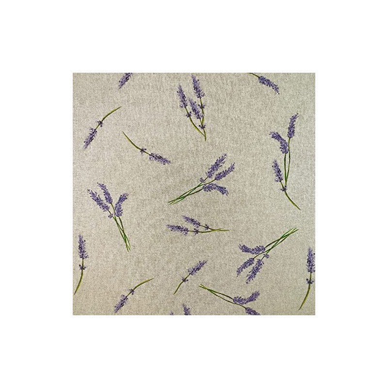 Cotton Rich Linen Look Upholstery Fabric Purple Lavender Flower Digital