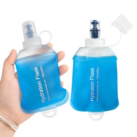 GYGYL Soft Flask, TPU Collapsible Soft Water Bottle for Hydration Pack, Running Vest, Leak-Proof Folding Water Bottle for Hiking Cycling Climbing Jogging-150ml Blue, 2pcs