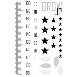 Meter-015020-ds Wall Sticker Height Meter Commemorative Scale Children's Room Cute Black and White Stars with Memo Nordic 35.4 x 23.6 inches (90 x 60 cm) Sticker Type Decorative Stylish Wallpaper