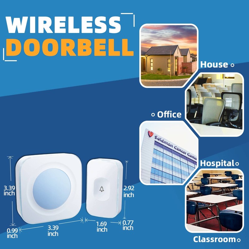 Wireless Doorbell 1200 Feet Plug in Door Bells Wireless Cordless