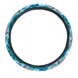 Guevoxuh Sea Turtle Coral Seashell Pattern Steering Wheel Cover Sweat Absorption Car Wheel Protector Perfectly fit for 15 inches Car Decoration Universal Fit Car SUV Van Truck
