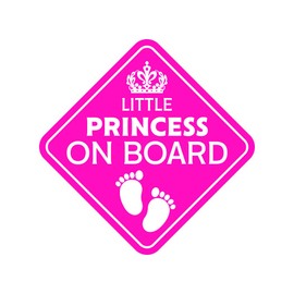 Little Princess On Board - Color Sticker - Decal - Diecut - Baby Girl Caution Warning Safety - 12.00x12.00