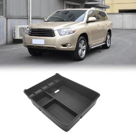 Agulier ABS Center Console Organizer Compatible with Toyota Highlander 2008-2013 Accessories Center Console Organizer Embedded Storage Armrest Box Fit for Highlander (Black