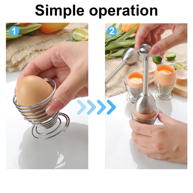 Egg Opener Set, 2 Pieces Egg Yolk Separator, One Stainless