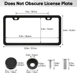 PBPAO 2 Pack License Plate Frames, 2 Holes Matte Black License Plate Frame,Aluminum License Plate Holder with Free Screws Fasteners Caps and Tool