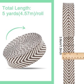 BENECREAT 4.57M Polycotton Webbing, 38mm Width, Olive Jacquard Straps, Flat Jacquard Webbing with Arrow Pattern for Bag Handles, Webbing, Tote Bag Webbing, Fabric Tape