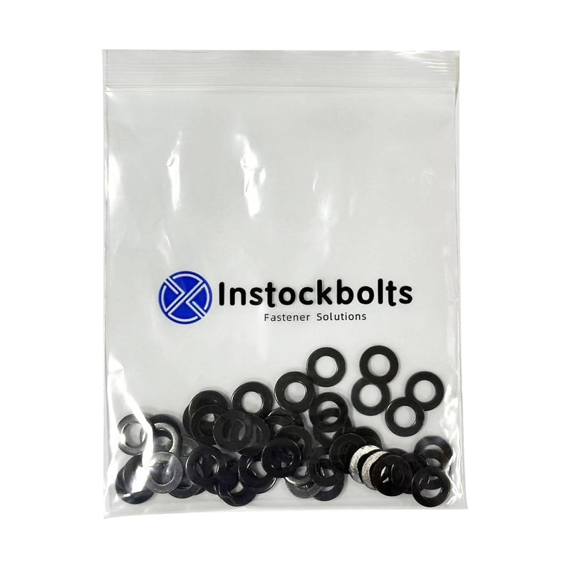 #6 x 0.375 OD SAE Black Flat Washer, 18-8 (304)