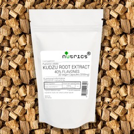 Nutrics® 3200mg (per Capsule) KUDZU Root Extract 40% Flavones 30 V Capsules (1 Month Supply) Pueraria lobata Aqueous Extract Strong Effective Dose - Vegan Vegetarian Halal Kosher Dietary Supplement
