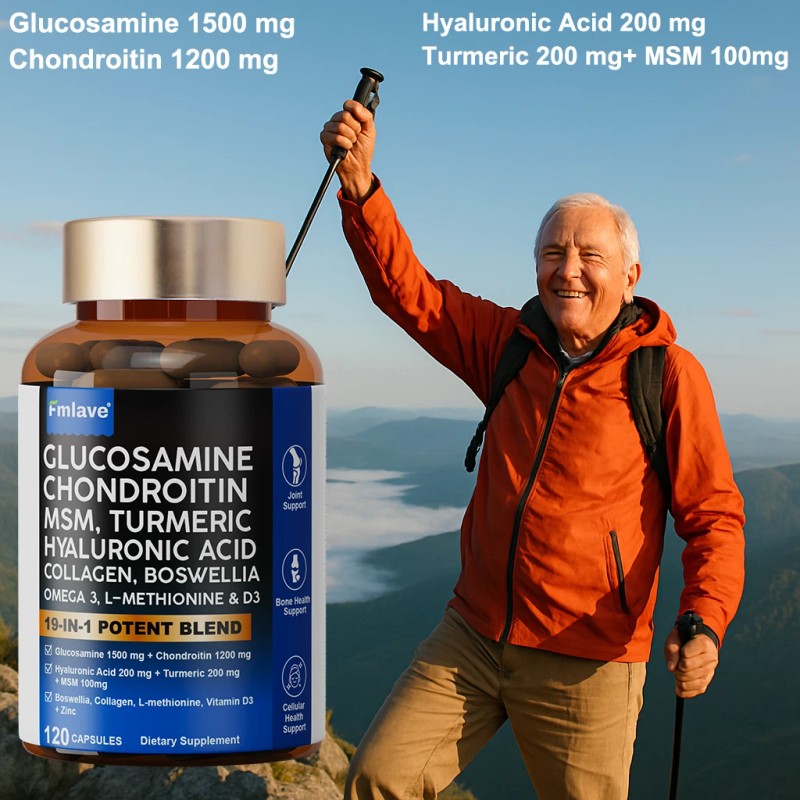 Fmlave Glucosamine Chondroitin MSM Vitamin D3 Joint, Cartilage, Mobility &