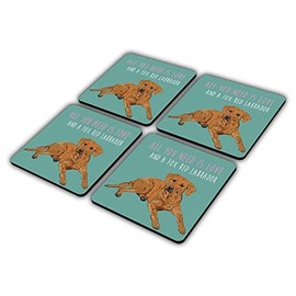 The Victorian Printing Co - 4X Original All You Need is Love and a Fox Red Labrador Illustration - Coaster Set