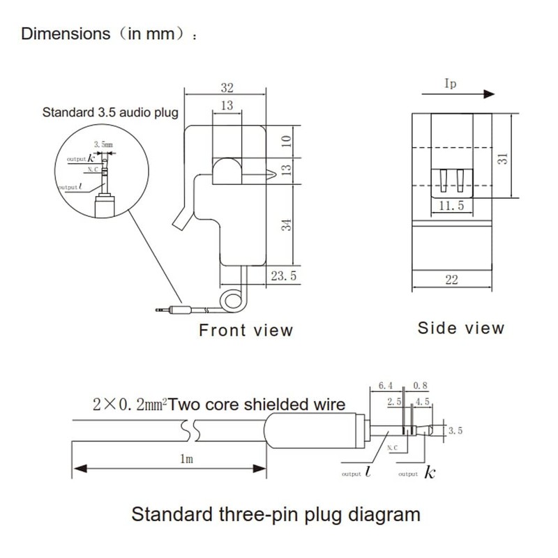 SYUAB 4Pcs 100A/50mA SCT013000 Non-invasive Split Transformer Sensor SCT-013-000 Split