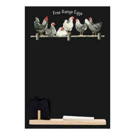 Chalkboards UK HCB024 Free Range Eggs' Small Memo Black Chalkboard/Blackboard/Kitchen Chalk Board with Tray, Piece of Chalk & Felt Eraser, Wood, 29.7 x 20.7 x 1 cm