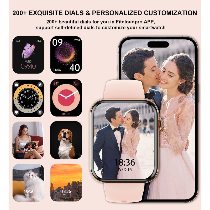 Smart Watch with Bluetooth Call,Women SmartWatch with 3 Bracelets,Waterproof Running