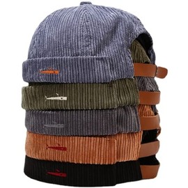 Faringoto Men's Skullies & Beanies Docker Hat Men's Trawler Fisherman Beanie Brimless Cap Rolled Cuff Retro Sailor Cap, Blue + Black + Camel + Army Green + Grey
