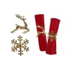 Napkin Rings Set of 6 Gold Napkin Rings Snowflake Reindeer