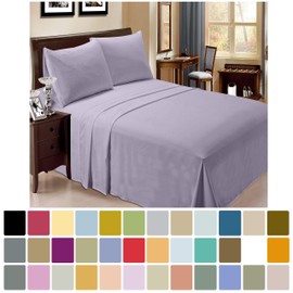 LuxClub 6 PC Sheet Set Bamboo Sheets Deep Pockets 18" Eco Friendly Wrinkle Free Sheets Machine Washable Hotel Bedding Silky Soft - Lavender Full