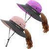 IYEBRAO 2 Pieces Kids Girls Sun Hat with Ponytail Hole