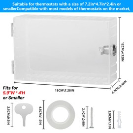 QBXMY7 Baby proofing Thermostat Lock Box with Key,Clear Thermostat Lock Box Cover with Key,Thermostat Cover with Lock,Thermostat Guard for Thermostat on Wall 4"H x 5.9"W or Smaller,AC Lock Box Cover