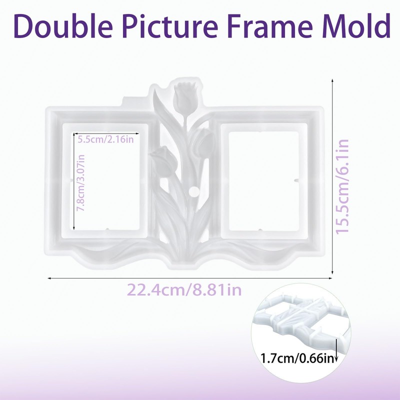 XYQHOAC Resin Picture Frame Mold Silicone Double Photo Frame Molds