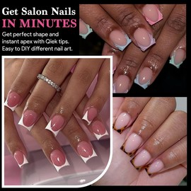 Qiek Extra Short Flat Head False Nail Tips, 15 Sizes 510 PCS Clear French Press On Fake Nail Pre-shaped Half Matte Full Cover Gel Nail Tips Extensions Long Lasting for DIY Beginners & Salon Manicure