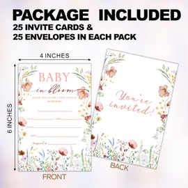 Baby Shower Invitations with envelopes, 25 Wildflower baby shower invites for gender reveal, Newborn announcement invitation card, neutral fill in style invitation , party favor & decoration -B18