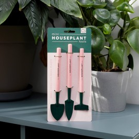 Mini Houseplant Tools - Indoor Gardening Tools Set - Mini Shovel - Mini Trowel - Mini Rake - Pink Pot Plant Garden Tool Set