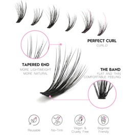 Jiocolor Lash Clusters Wispy Individual Lashes Natural Lashes Clusters 7 Pairs DIY Mink Cluster Eyelash Extensions Fluffy D Curl Eyelash Clusters by JIOCOLOR