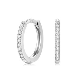 Ecripe 925 Sterling Silver Hoop Earrings Women's Small Earrings Silver 925 with Cubic Zirconia, Hypoallergenic Silver Sleeping Hoop Earrings for Women Girls, Sterling Silver