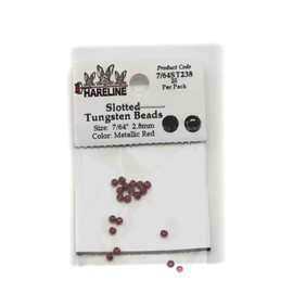 Hareline Slotted Tungsten Beads #238 7/64'' (2.78mm) Metallic Red