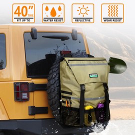 Spare Tire Trash Bag, Offroad Spare Tire Storage Bags Heavy Duty Truck Tailgate Trash Bag Fits up to 40" Tire, Large Recovery Gear Firewood Camping Cargo Storage Bag for Jeep Truck SUV Car